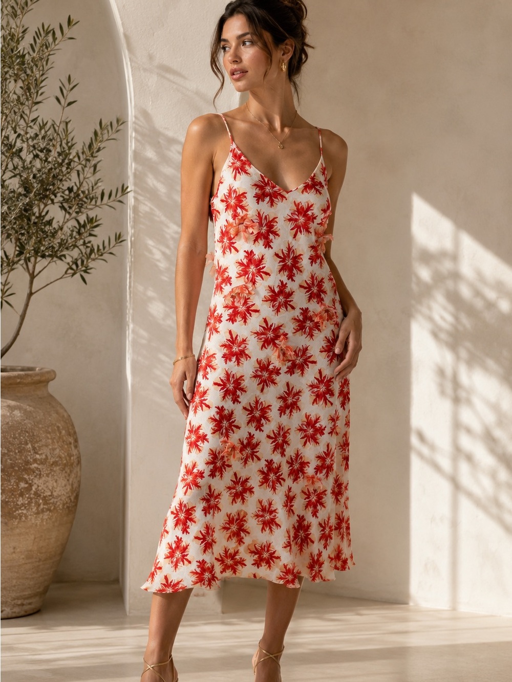 Vintage Gianfranco Ferré Italian Designer Bias Cut Floral Slip Dress IT 46